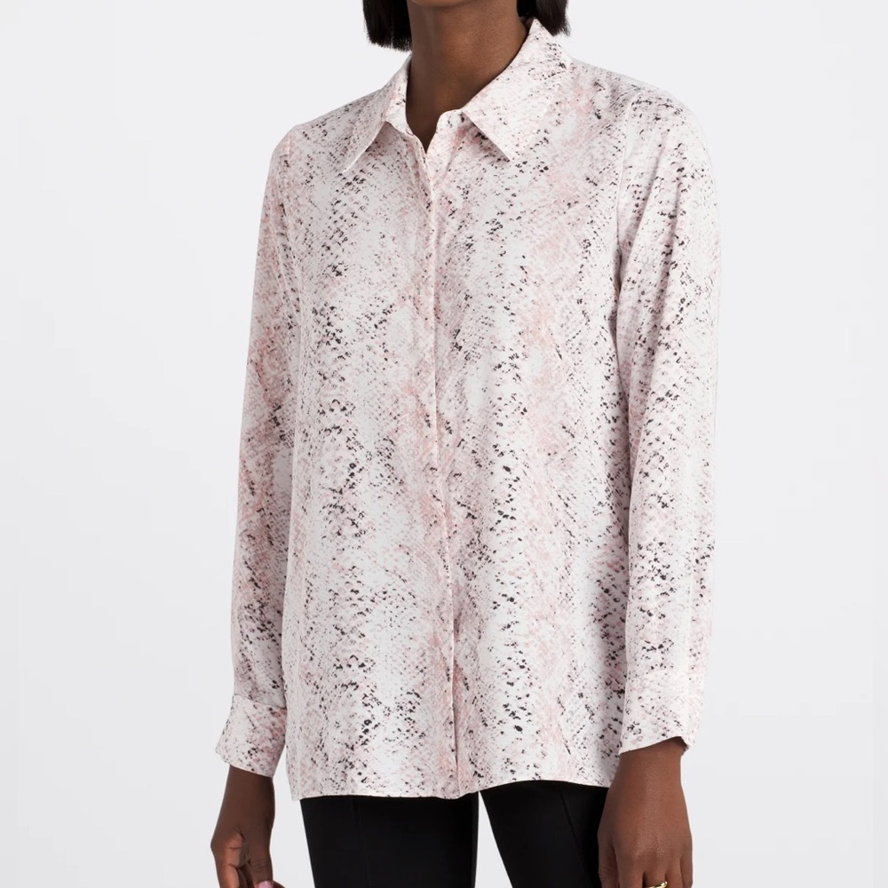 CALVIN KLEIN SUIT SEPARATES Snake Print Clara Button Down Blouse size small